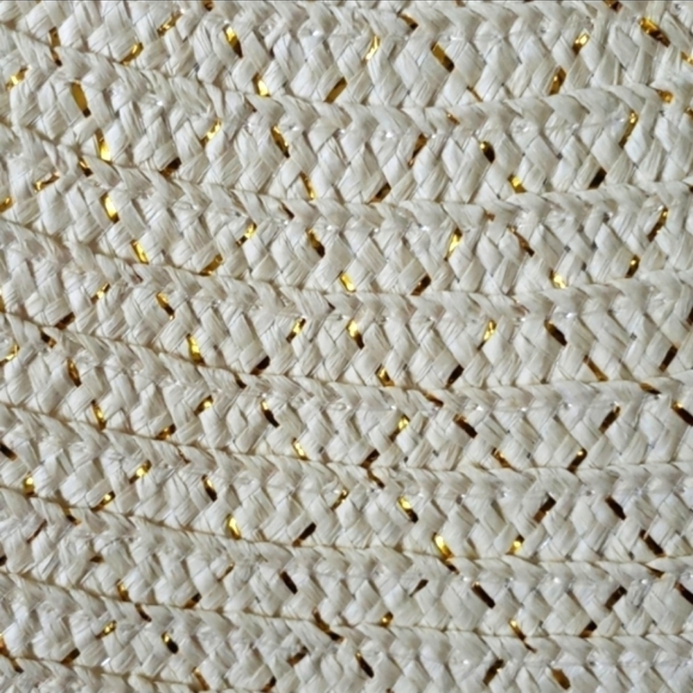 Woven sun hat with gold tone accent threads NWOT - Picture 2 of 7